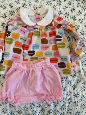 Pink Macaron Print Bloomer Set